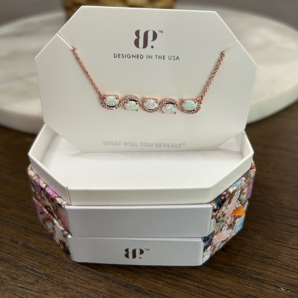 Bomb party October 2025 Rose Gold Necklace with Opal Accents
